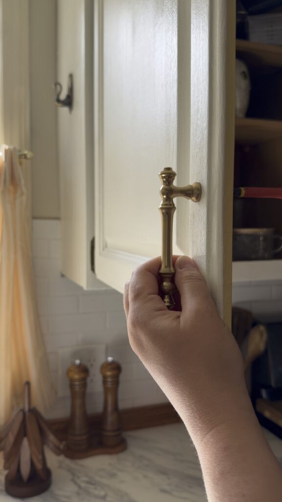 installing cabinet door with drill kitchen update